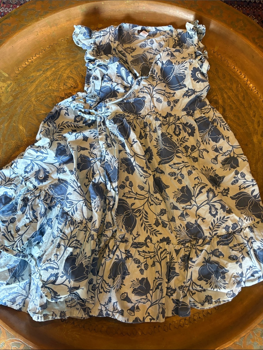 Tea Collection Blue and White Floral Wrap Dress for Girls